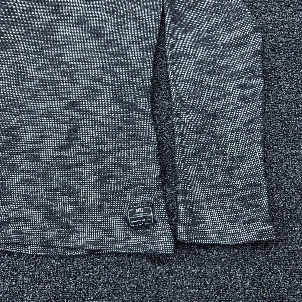 Nike Dri-FIT Waffle Knit‎ Long Sleeve Henley Shirt Mens Large Black Gray Camo